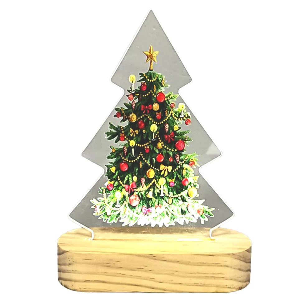 Christmas Forever TABLE DECOR PINEWOOD | ACRYLIC LED LIGHTS 6″ X 2.5″ X 8″ – CHRISTMAS TREE