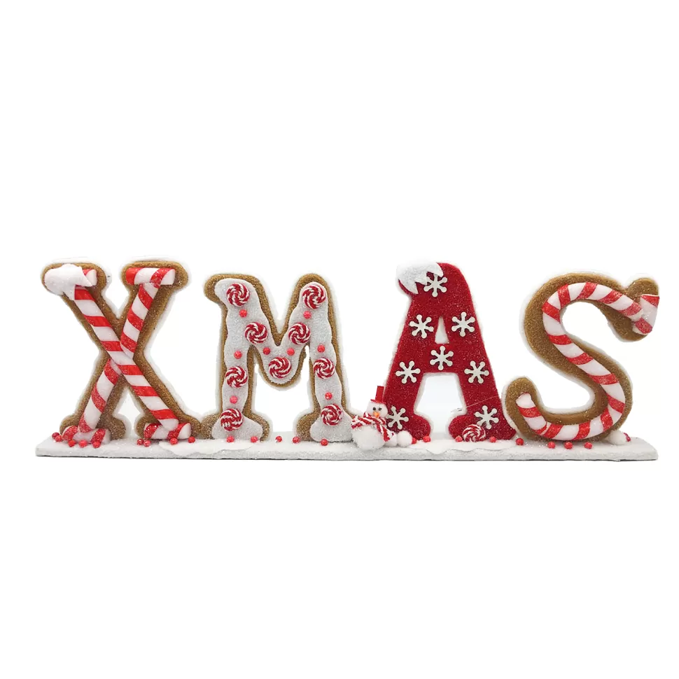 Christmas Forever TABLE DECOR “XMAS” 24″x8″ RED/WHITE CANDY CANE & CANDY SWIRL