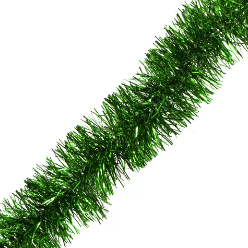 Christmas Forever TINSEL GARLAND 2.5″ X 3PLY X 9′ GREEN