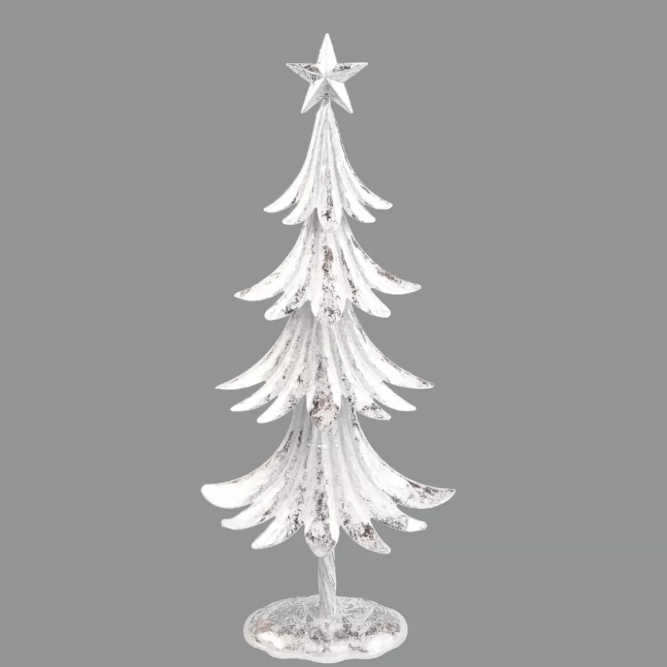 Christmas Forever TREE 16″ WHITE METAL W/ SILVER FOIL