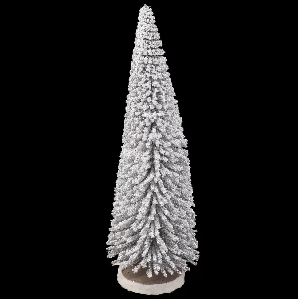 Christmas Forever TREE BOTTLE BRUSH FLOCKED SLV 20″ W/SILVER BERRIES