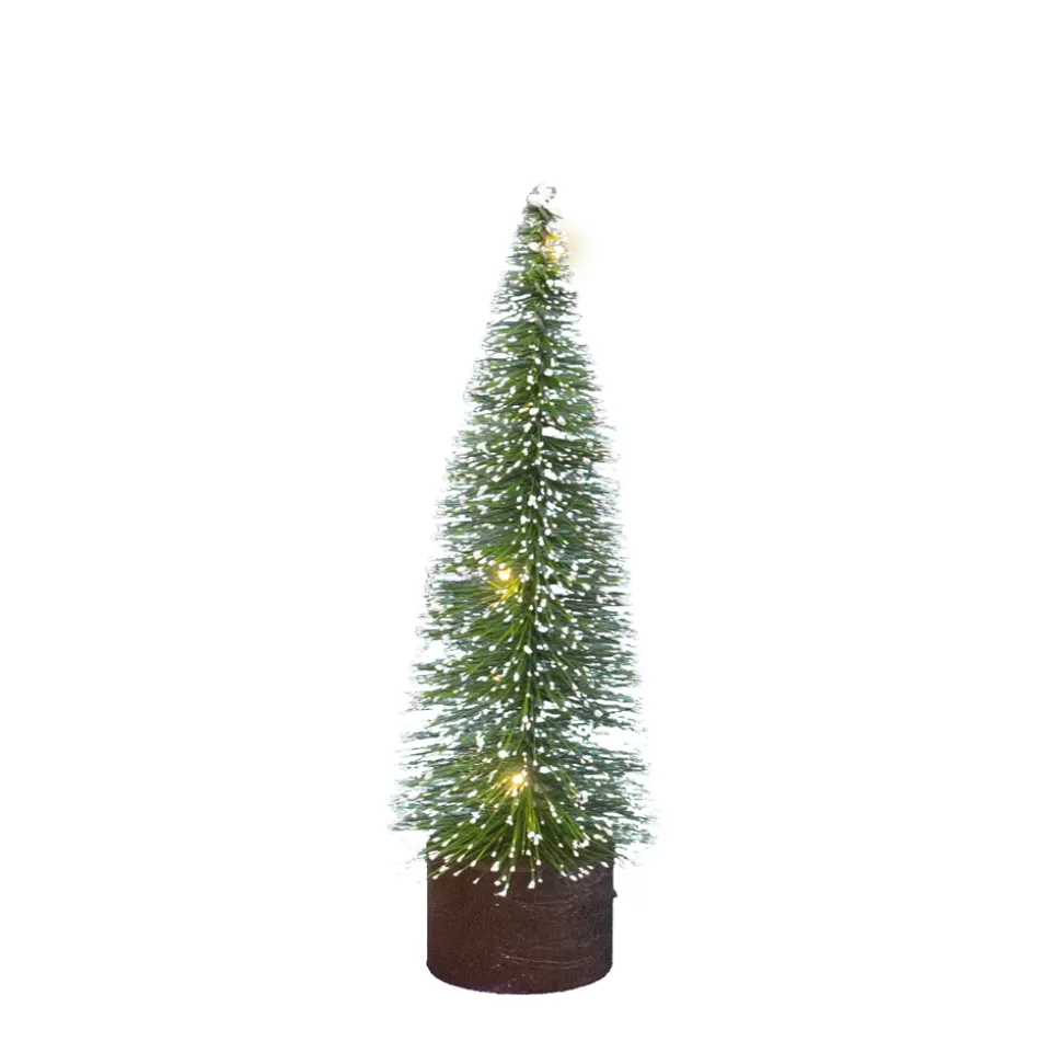 Christmas Forever TREE BOTTLE BRUSH/ VILLAGE 12″ W/ 5 LED W/ WHITE TIPS B/O