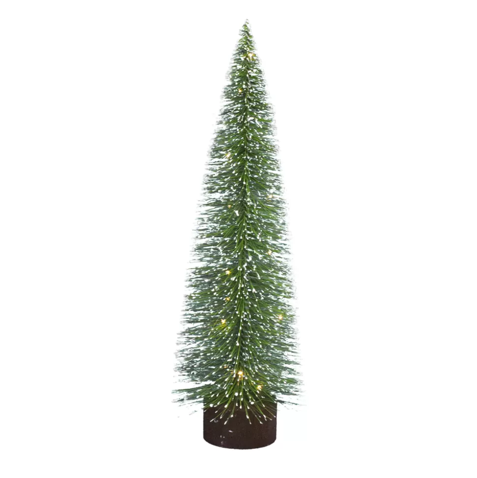 Christmas Forever TREE BOTTLE BRUSH/ VILLAGE 20″ VILLAGE W/ 15 LED W/ WHITE TIPS B/O