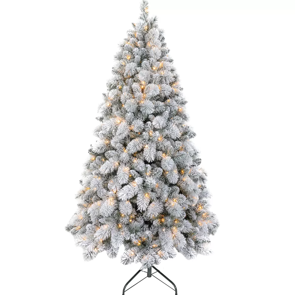 Christmas Forever TREE FLOCKED ALASKA PINE 5’/549T 230-LED WARM WHITE LIGHTS