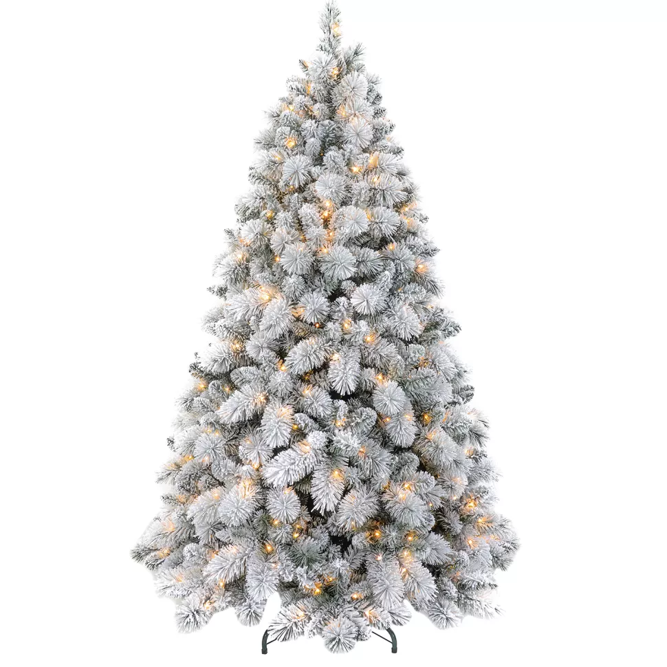 Christmas Forever TREE FLOCKED ALASKA PINE 7’/1183T 450-LED WARM WHITE LIGHTS
