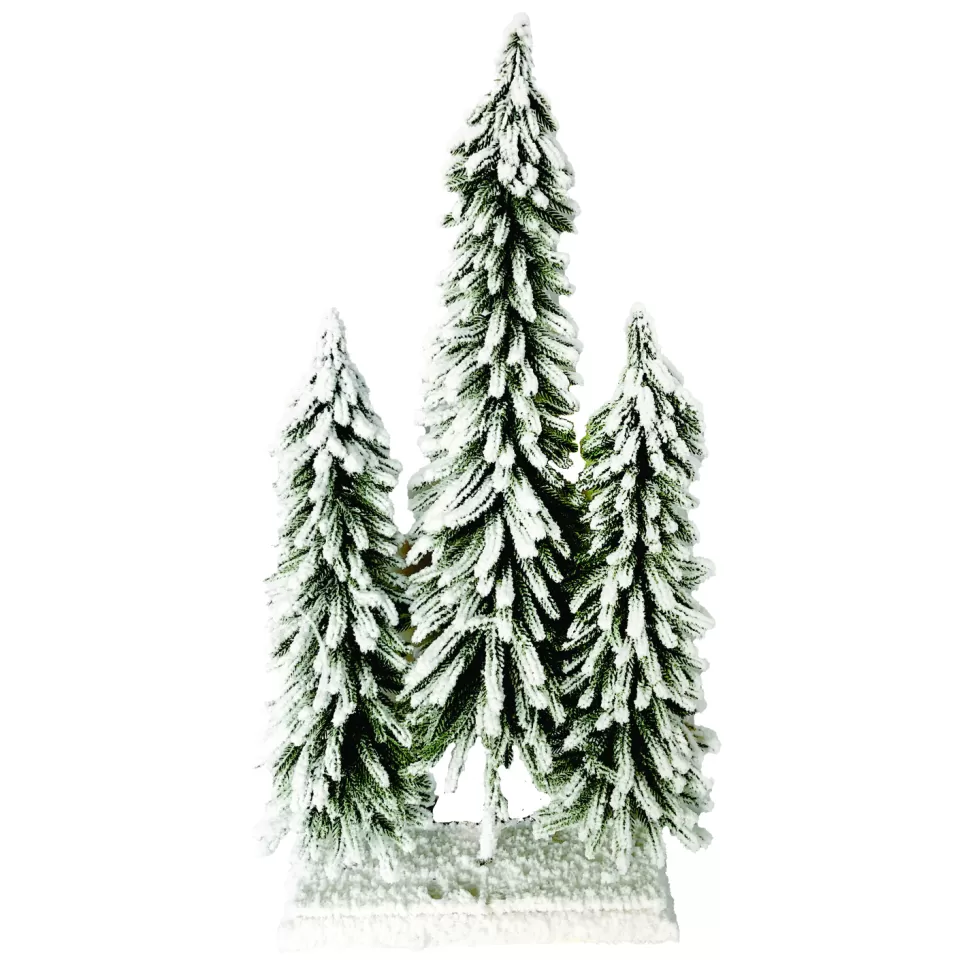 Christmas Forever TREE FLOCKED ALPINE 29″ H X3 TREES W/ WOODEN BASE