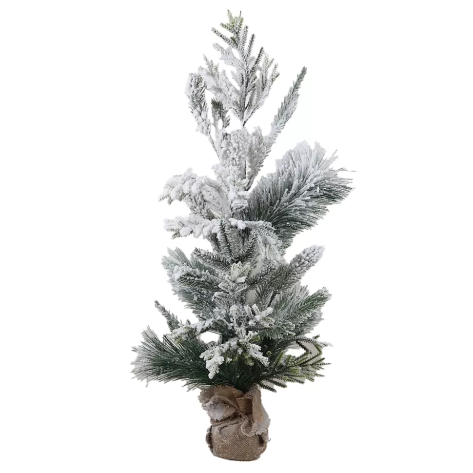 Christmas Forever TREE FLOCKED MIXED PINE MIXED 28″ W/ BURLAP BASE