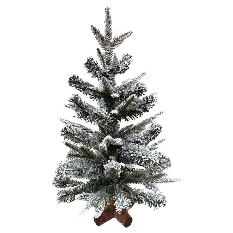 Christmas Forever TREE FLOCKED PINE 24″ PE & NOBLE MIXED PINE WITH WOODEN BASE