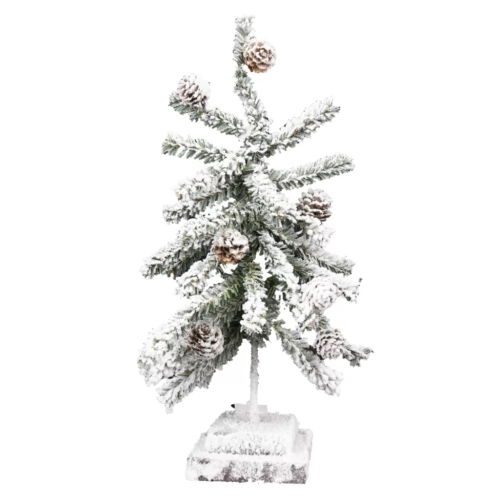 Christmas Forever TREE FLOCKED PVC ALPINE 20″ W/ PINE CONES & BASE