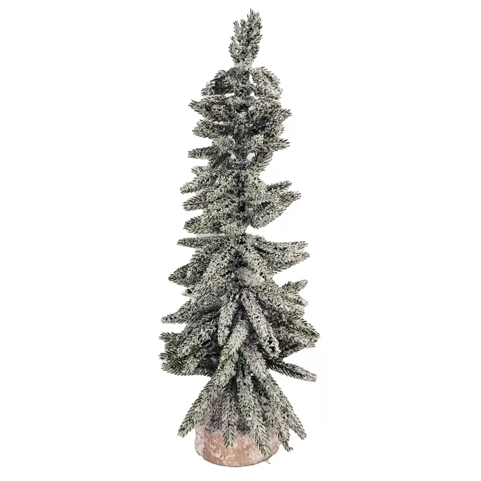 Christmas Forever TREE FLOCKED/ SNOWY PINE 16″ W/ WOODEN BASE