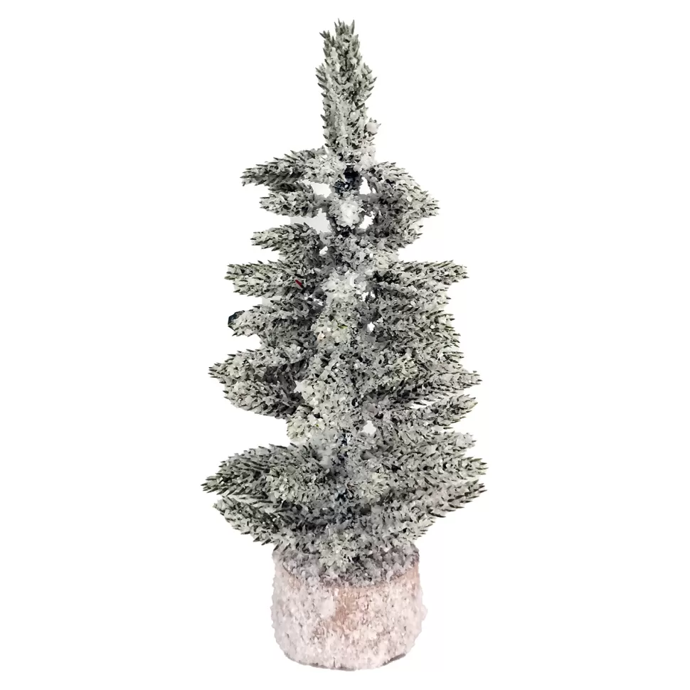 Christmas Forever TREE FLOCKED/SNOWY PINE 8.5″ W/ WOODEN BASE