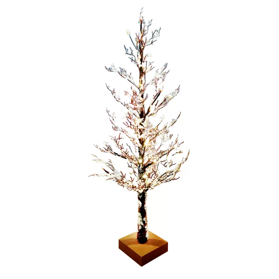 Christmas Forever TREE FROSTED /ICED 36″ W/ LED WARM WHITE LIGHTS BROWN /CLEAR