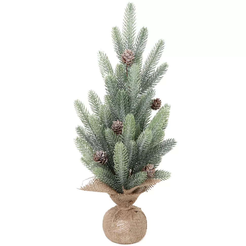 Christmas Forever TREE FROSTED PE PINE 20″ W/ PINE CONE & BURLAP BASE