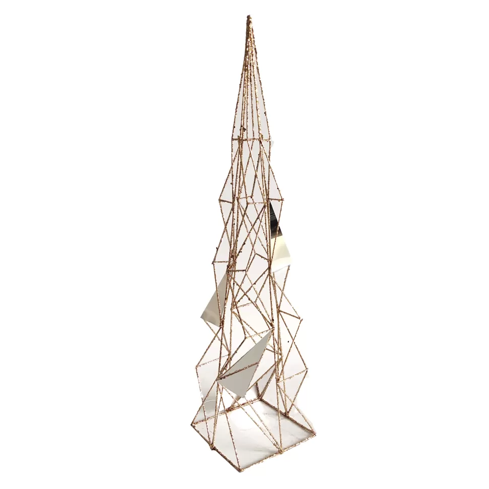 Christmas Forever TREE GEOMETRIC MIRROR | WIRE 23.5″ COPPER WITH GLITTER