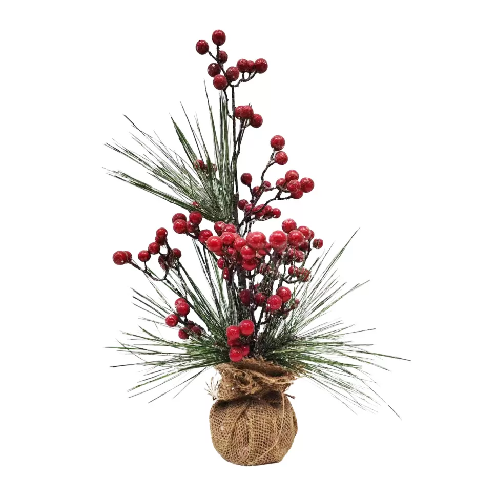 Christmas Forever TREE NAT. NEEDLE PINE 16″ W/ PINE CONES & BURLAP BASE