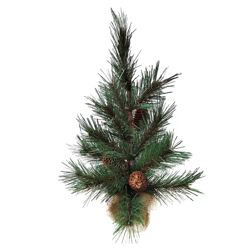 Christmas Forever TREE NAT. NEEDLE PINE 20″ W/ PINE CONES & BURLAP BASE