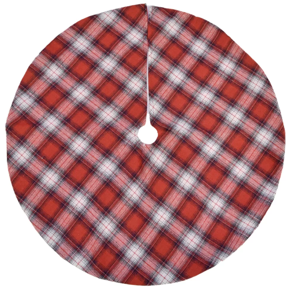 Christmas Forever TREE SKIRT 20″ MINI RED/ GRAY PLAID
