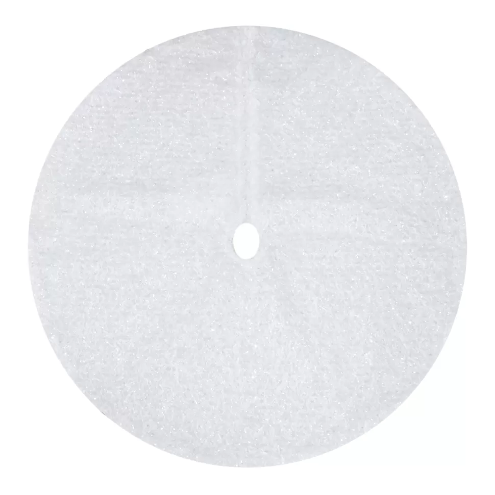 Christmas Forever TREE SKIRT 20″ MINI WHITE IRIDESCENT CURLY FAUX FUR