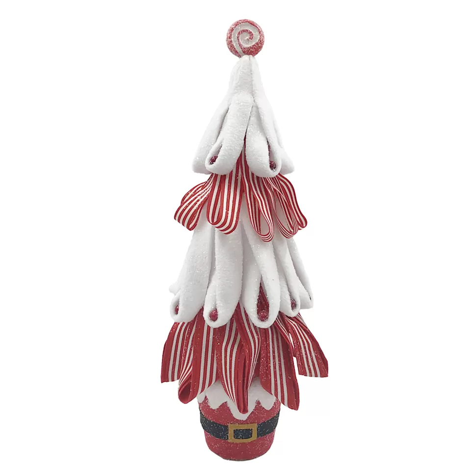 Christmas Forever TREE TABLE DECOR 17″ RED/WHITE CANDY CANE W/ SWIRL TOP