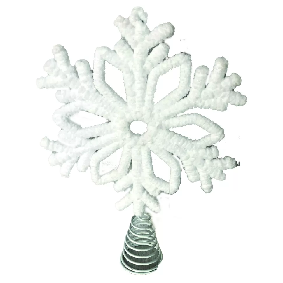 Christmas Forever TREE TOP SNOWFLAKE WHITE FLOCKING 10″