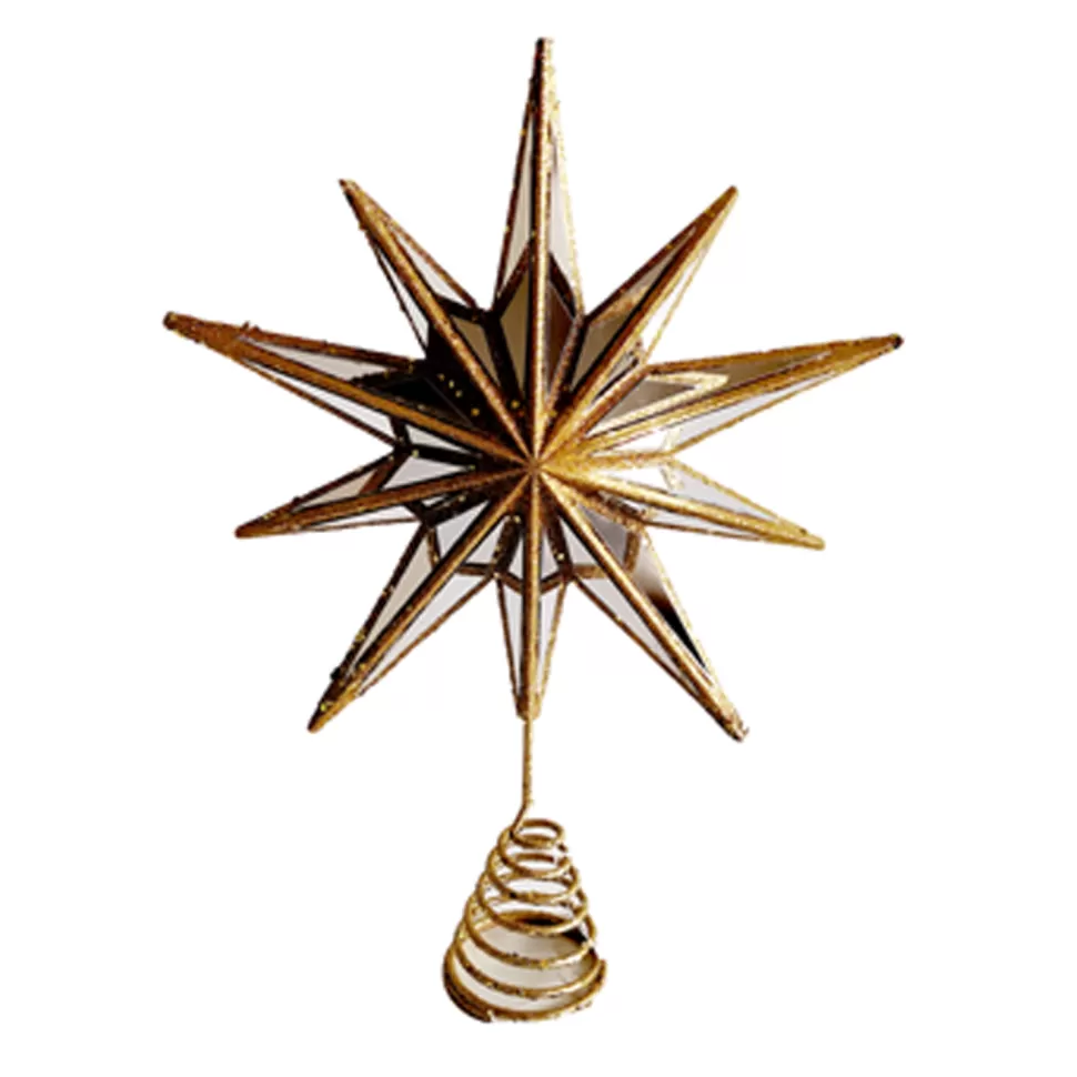 Christmas Forever TREE TOP STAR GOLD 12″ HALF CONVEX MIRROR WITH GLITTER