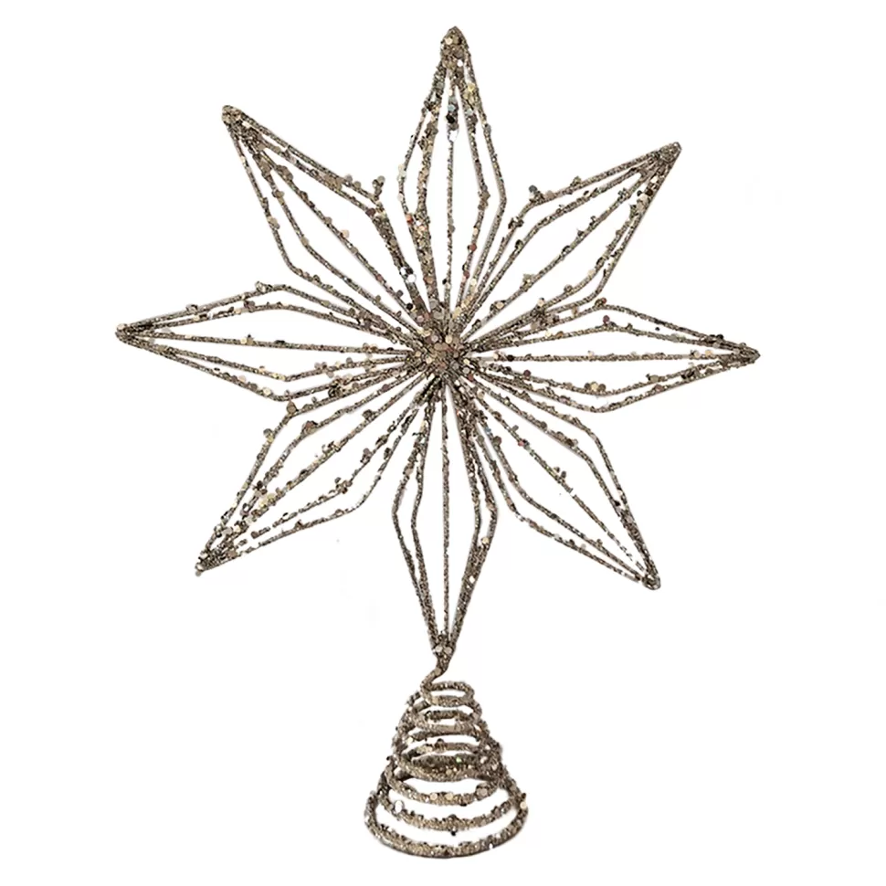Christmas Forever TREE TOP STAR GOLD GLITTER 10”