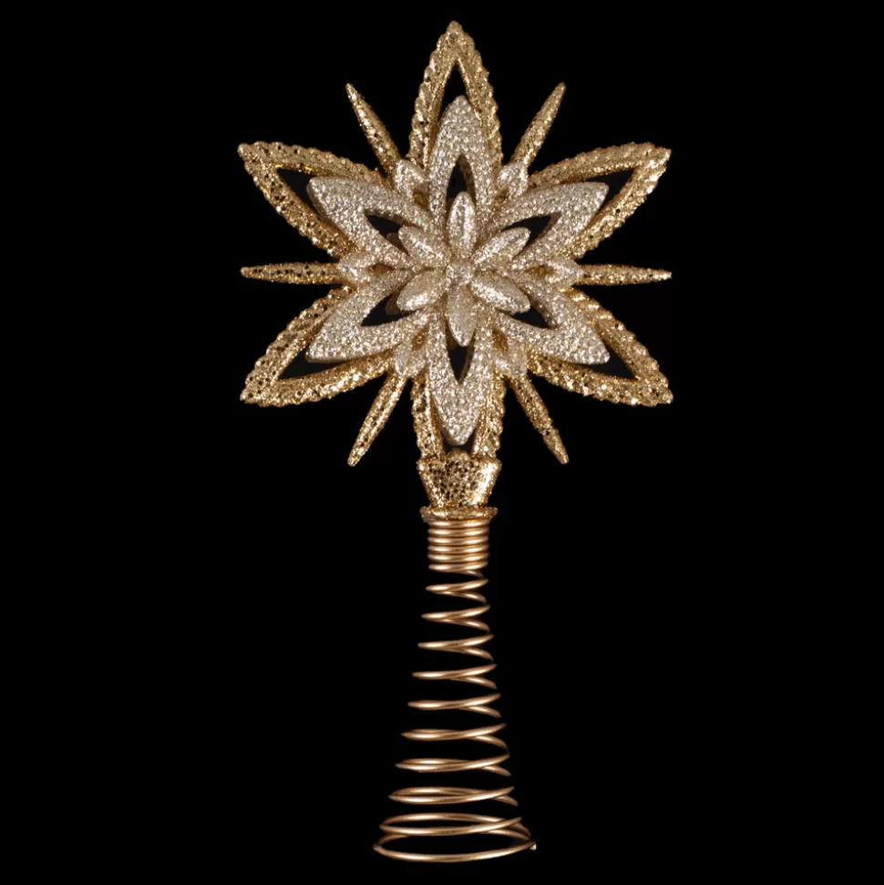 Christmas Forever TREE TOP STAR GOLD GLITTER 7.5″ GOLD SPANGLE 3D