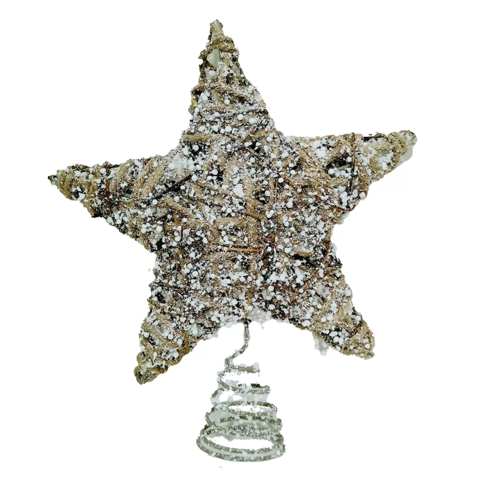 Christmas Forever TREE TOP STAR NATURAL ROPE 12″ W/ SNOW FROSTING