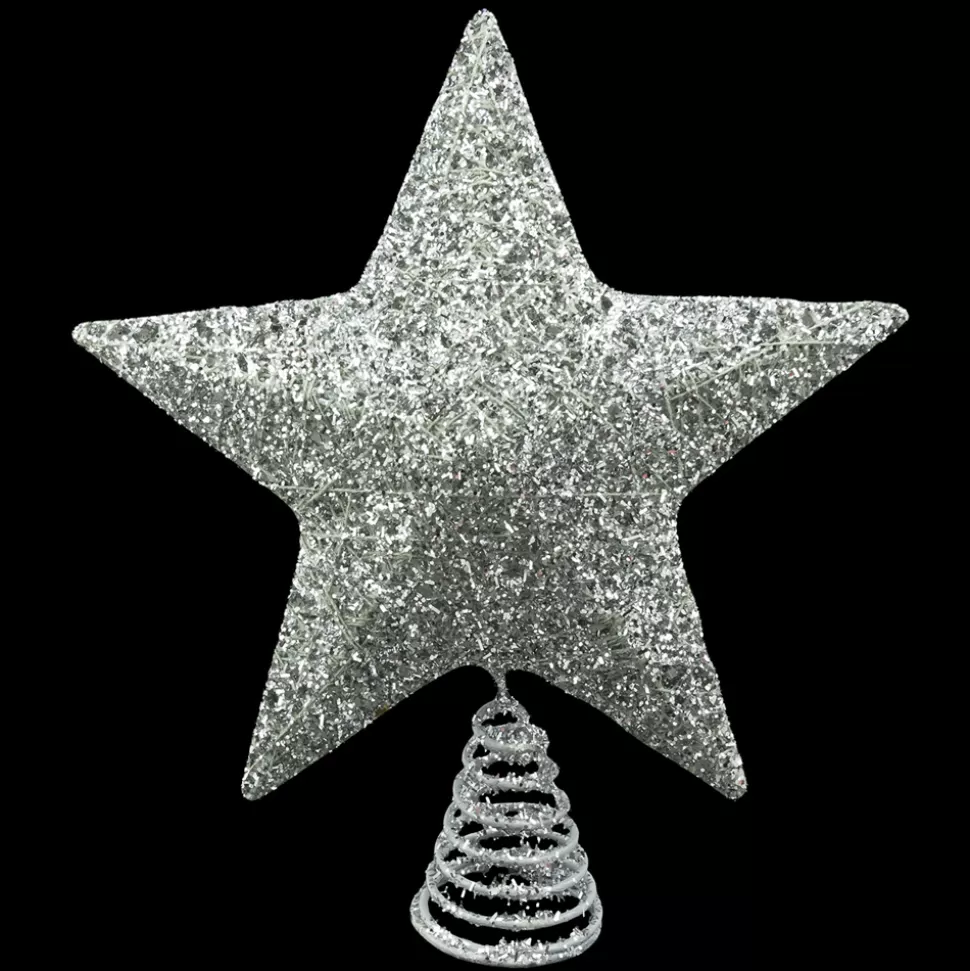 Christmas Forever TREE TOP STAR SILVER GLITTER 12″
