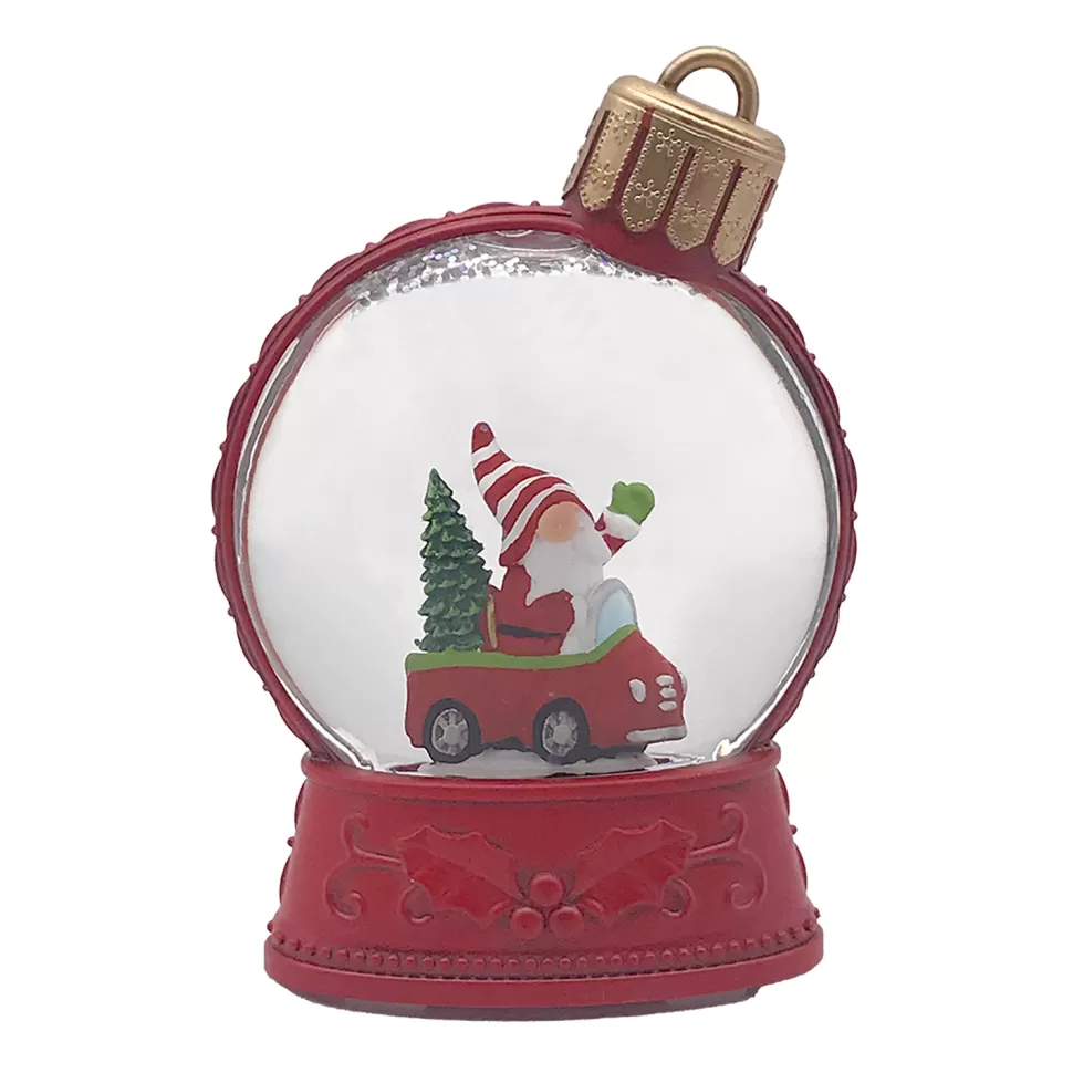 Christmas Forever WATER GLOBE SANTA ON A TRUCK 5.5″ W/ GLITTER, LED, B/O