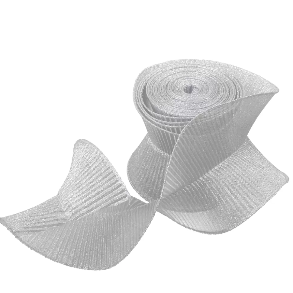 Christmas Forever WIRED CRINKLE RIBBON 4.7″ X 5YDS SILVER