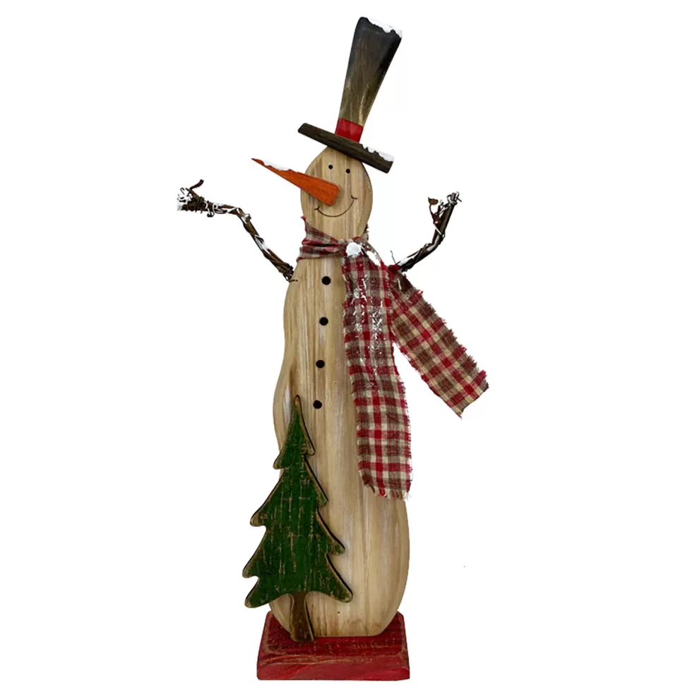 Christmas Forever WOODEN STANDING SNOWMAN W/BASE 6″X2″X15″