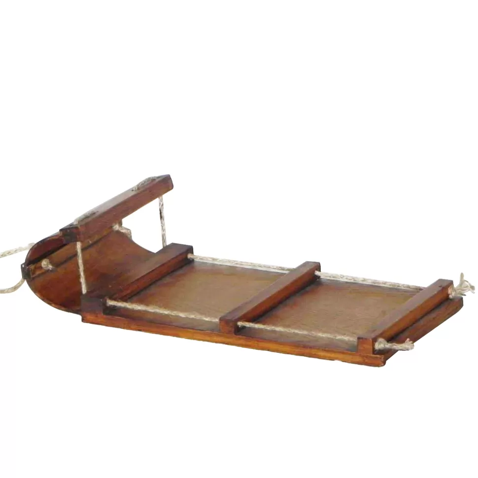 Christmas Forever WOODEN TOBOGGAN SLED 12″ BROWN/NAT
