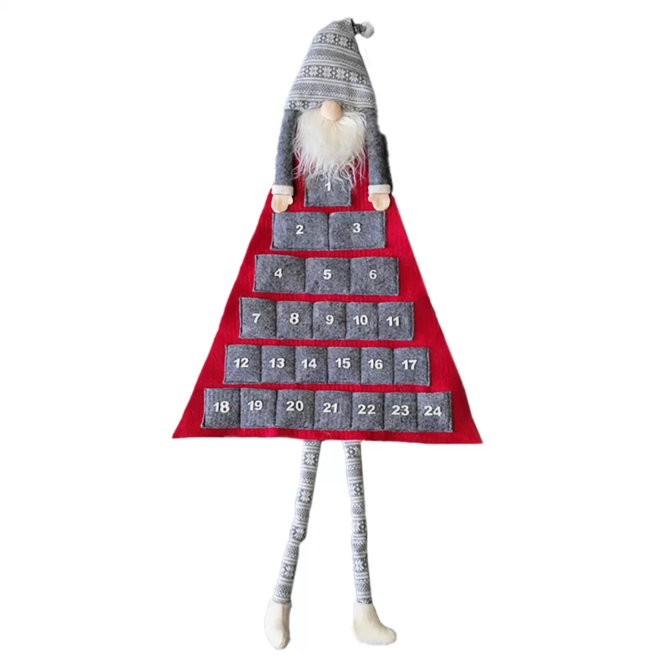 Christmas Forever WOOL SANTA HANGING ADVENT CALENDAR 40″x18″