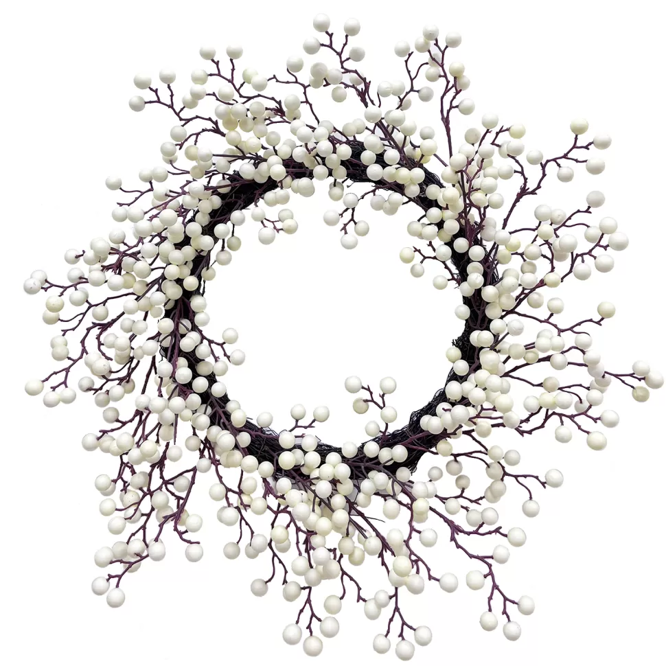 Christmas Forever WREATH BERRY 22″ MATT WHITE