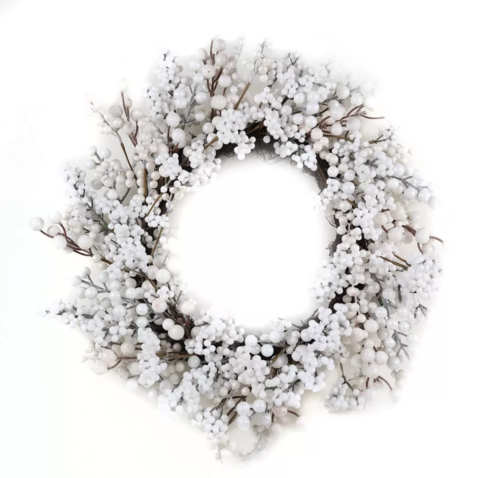 Christmas Forever WREATH BERRY 24″ WHITE MIXED BERRIES