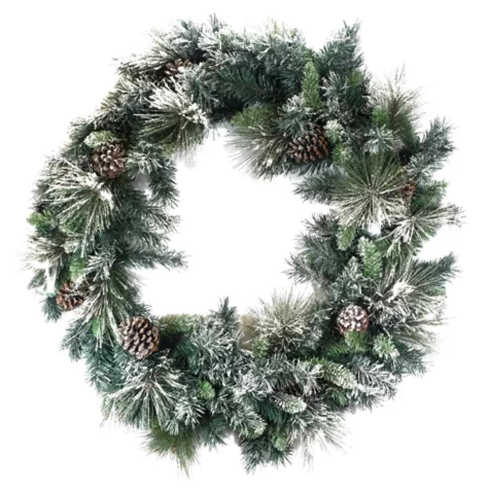 Christmas Forever WREATH FROSTED GROUSE PINE 36′ 180 TIPS W/ PINE CONES