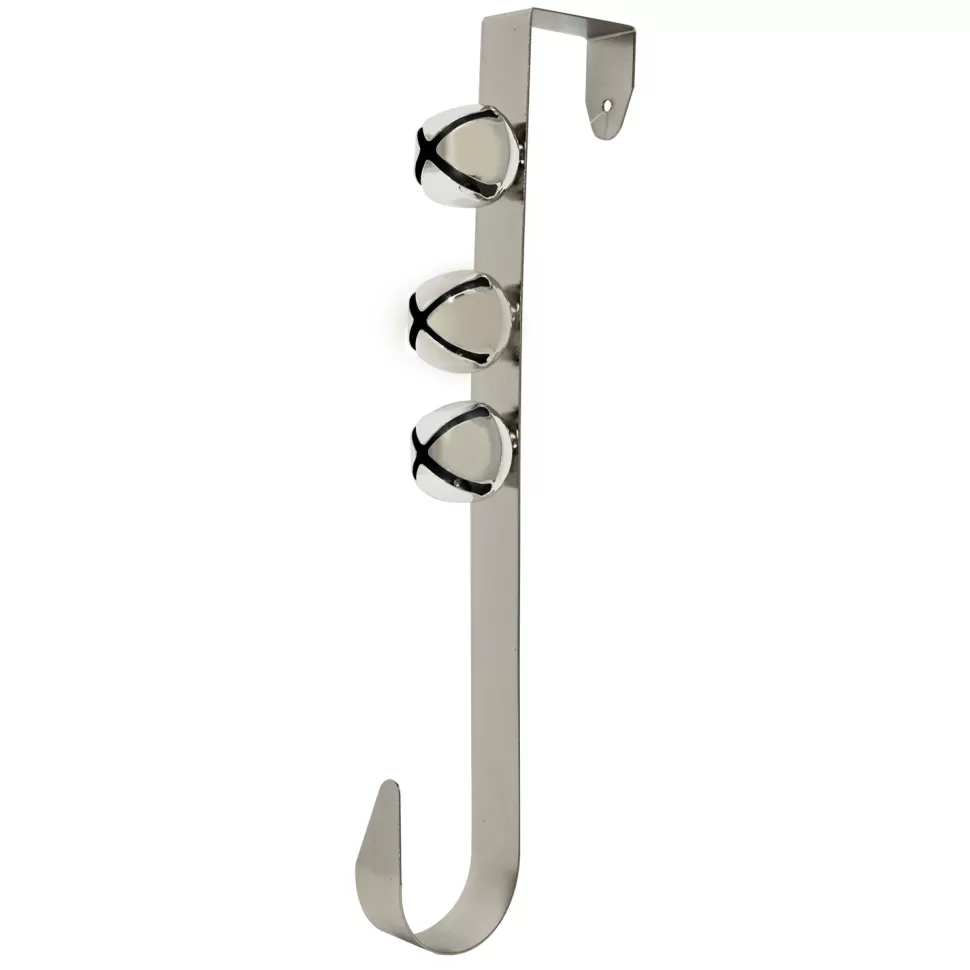 Christmas Forever WREATH HANGER 12″ W/ 3 BELLS SHINY SILVER