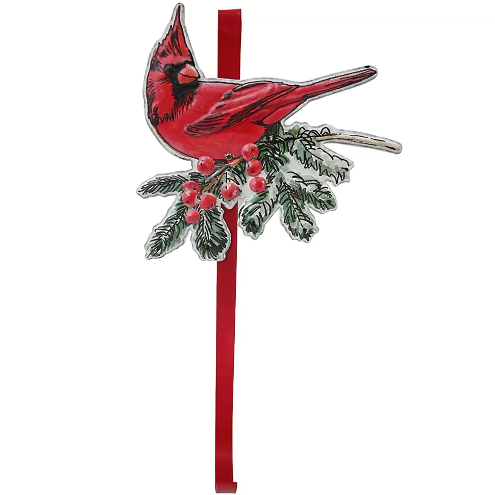Christmas Forever WREATH HANGER 15″ METAL CARDINAL RED/MULTI