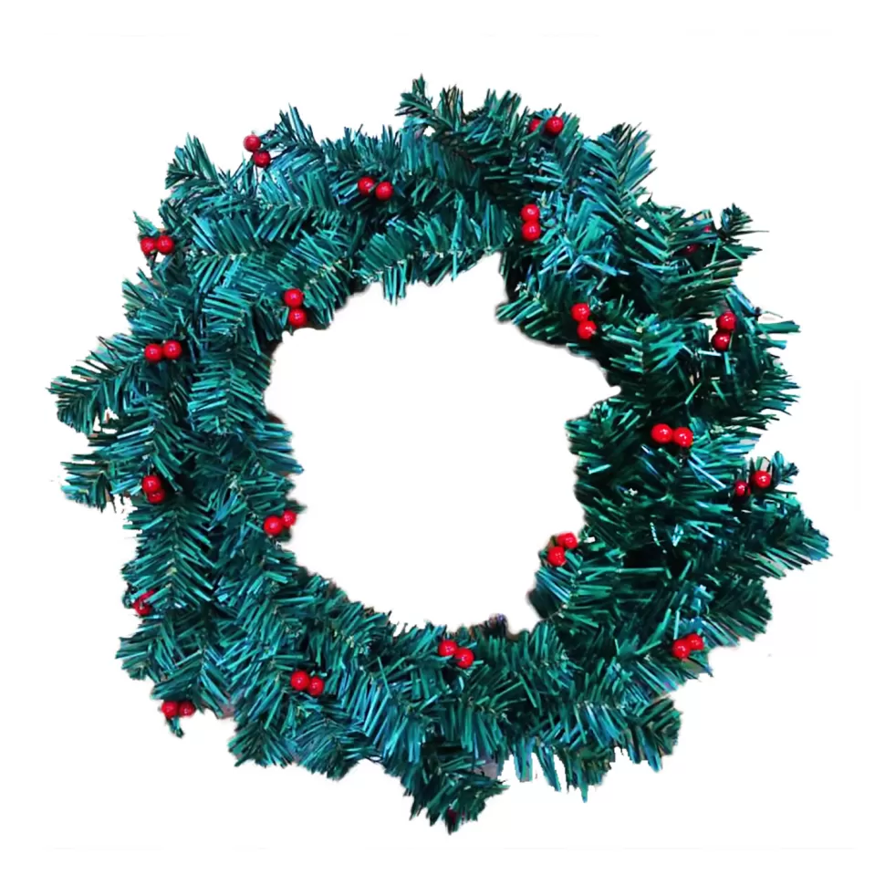 Christmas Forever WREATH NAT PVC PINE 18″ 60 TIPS W/ RED BERRIES