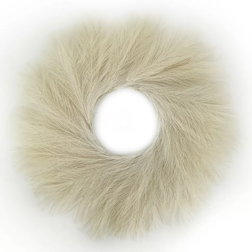 Christmas Forever WREATH PAMPAS GRASS 24″ IVORY/ NATURAL