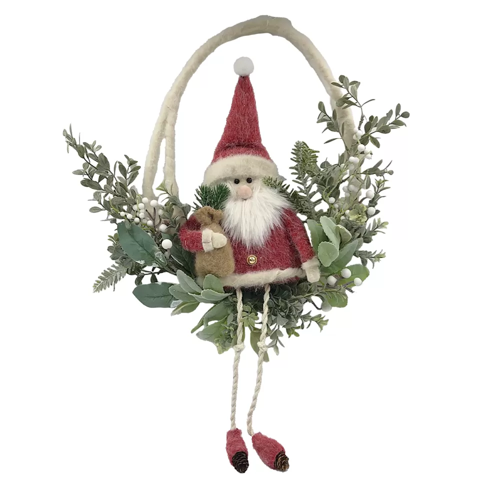 Christmas Forever WREATH SANTA 25″ CREAM/NATURAL W/ BERRIES & GREENERY